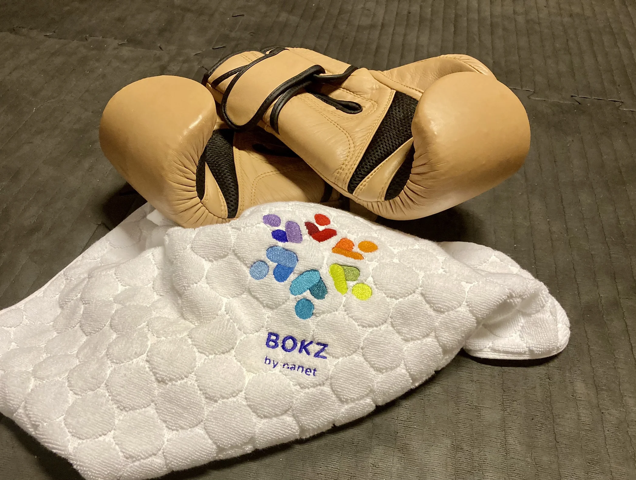 bokshandschoenen + handdoek